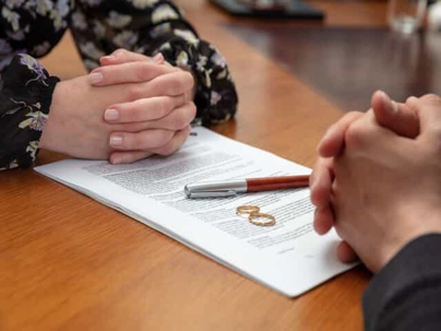 Prenup agreement and two wedding rings